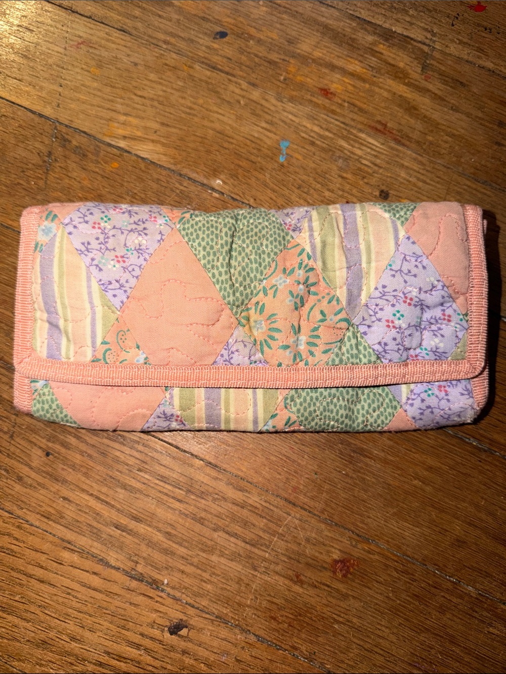 Pastel Quilted Patchwork Clutch in Peach, Lavender & Mint